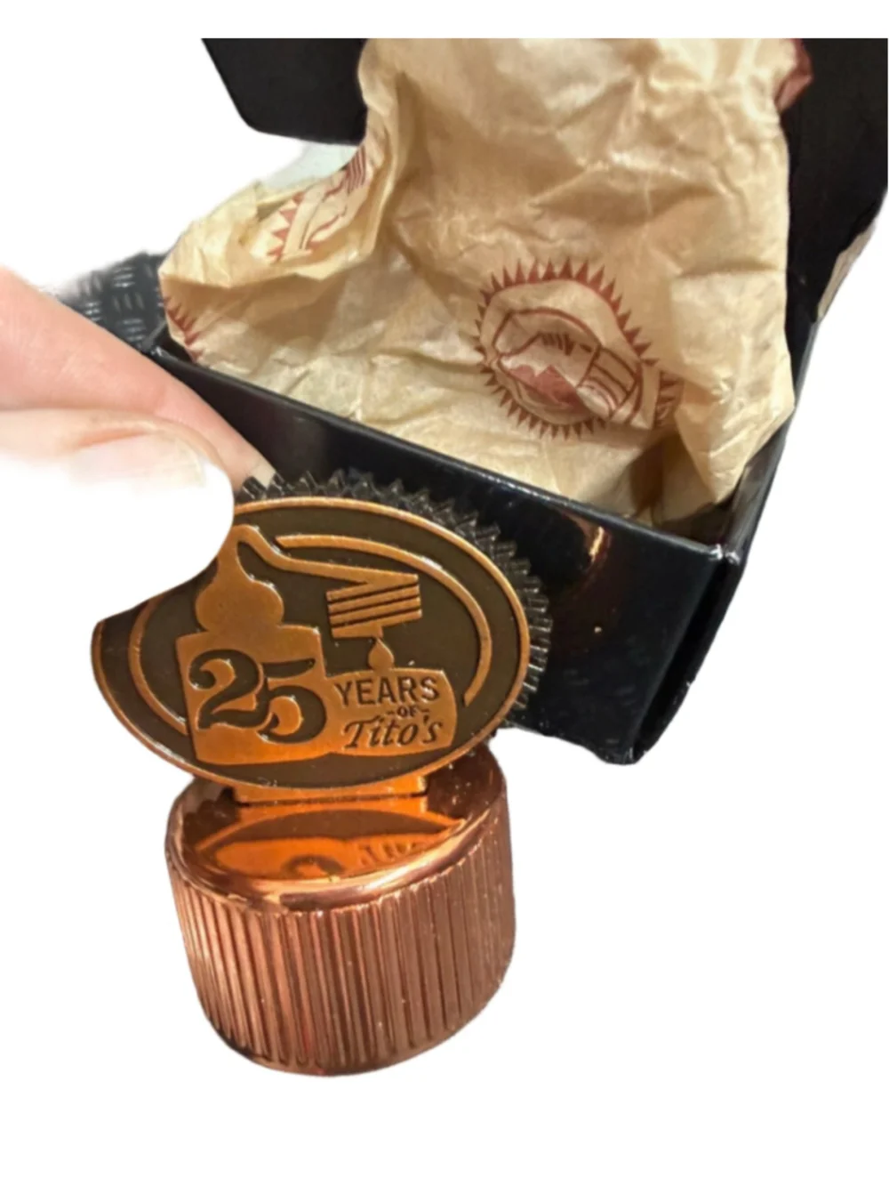 Tito’s Handmade Vodka 25th Anniversary Bottle Stopper & Luggage Tag